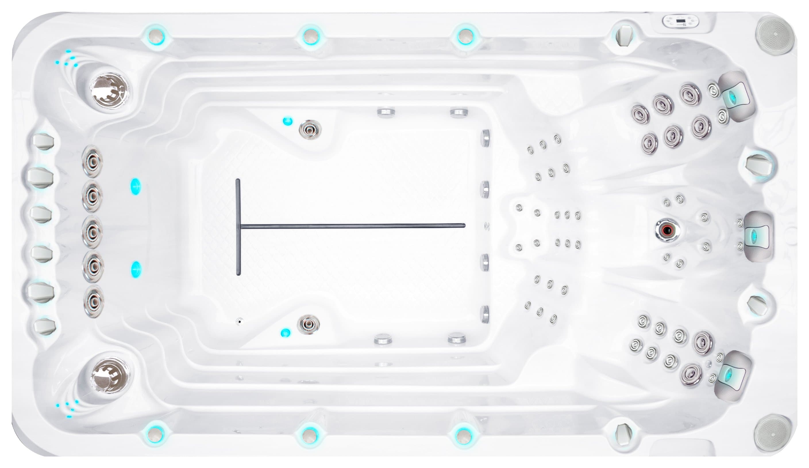Activity 1 swim spa, top view, Sterling White / Grey-Oak colorway