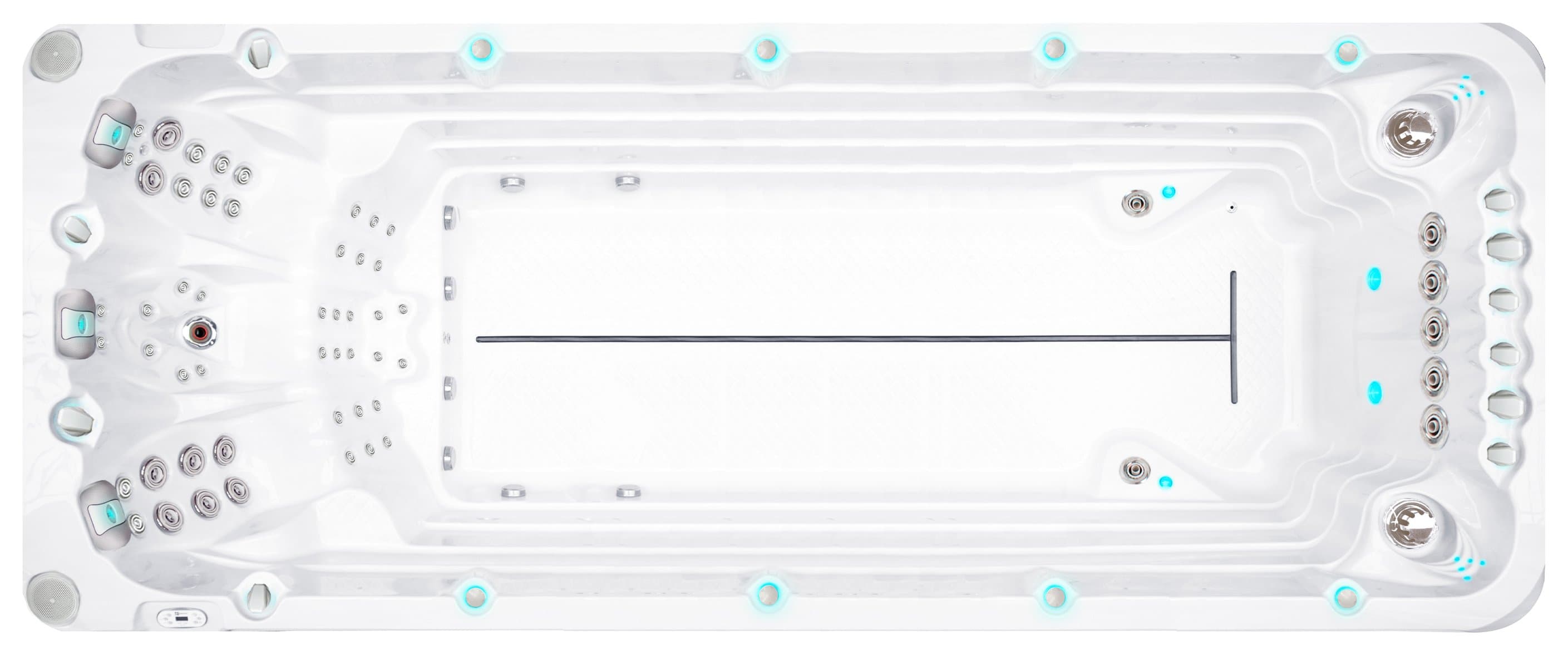 Activity 2 swim spa, top view, Sterling White / Grey-Oak colorway