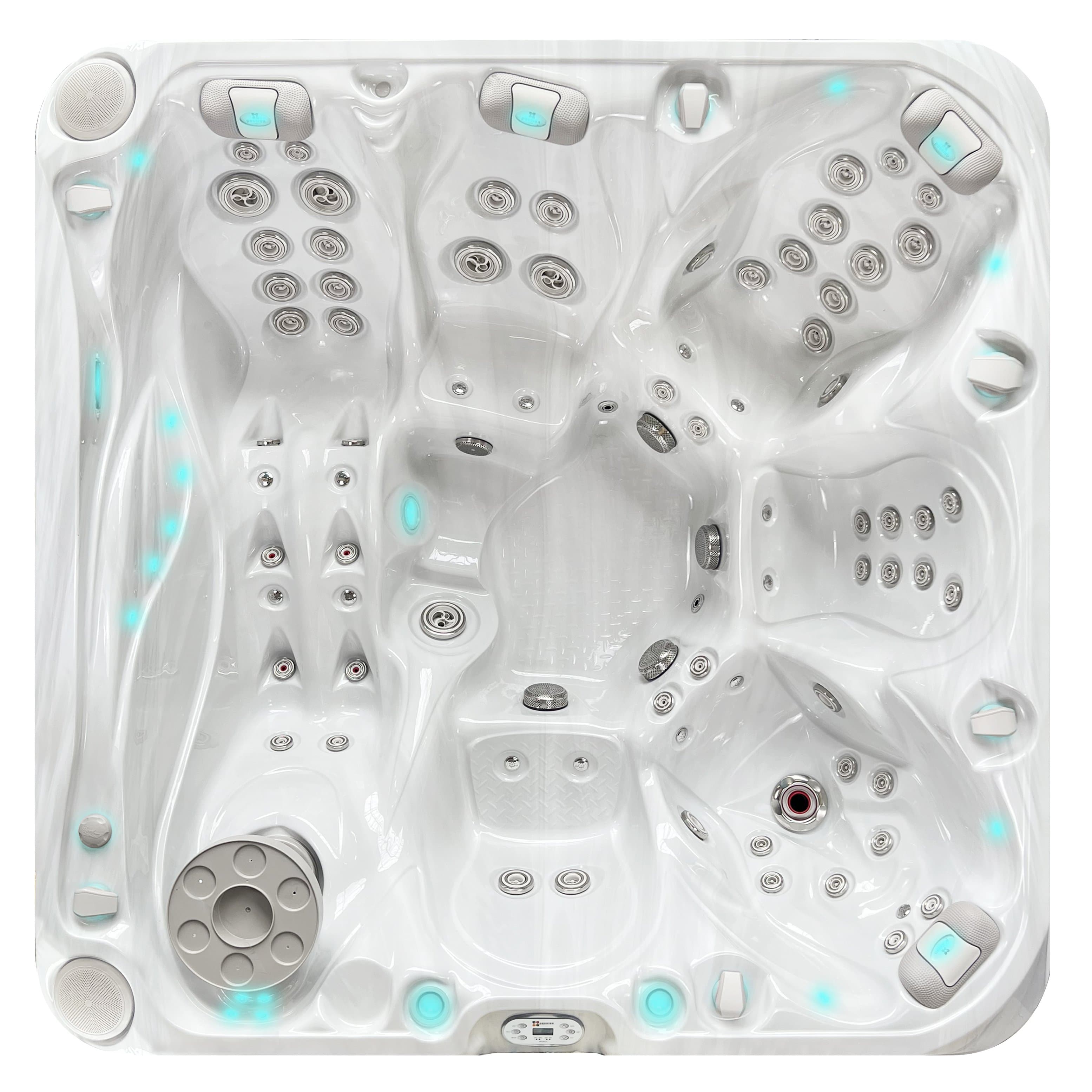 Admire spa, top view, Sterling White / Grey-Oak colorway