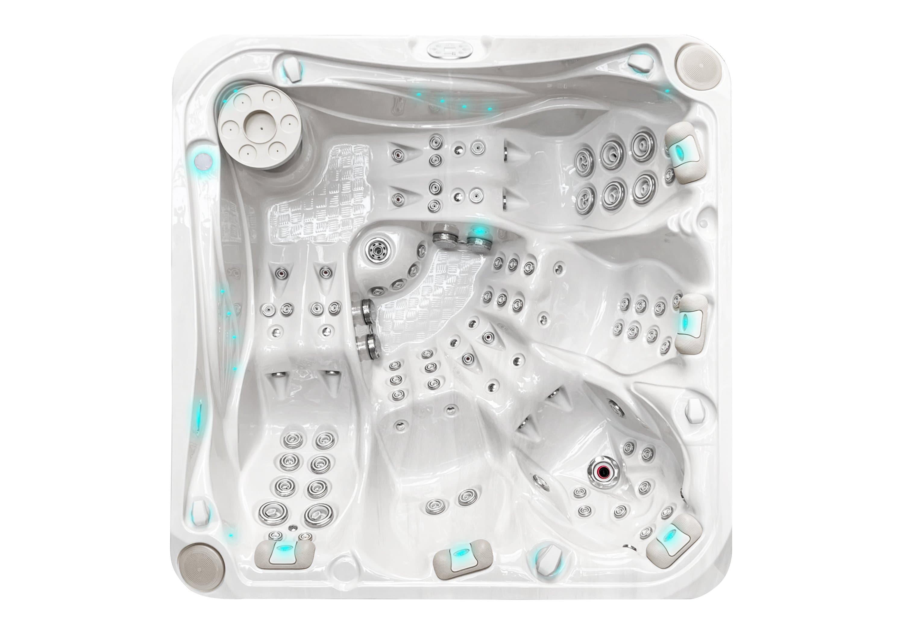Devotion spa, top view, Sterling White / Grey-Oak colorway