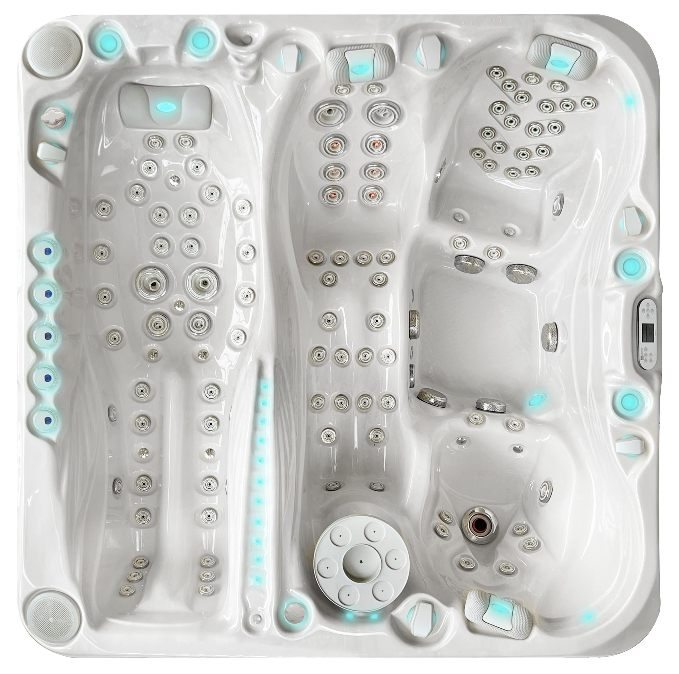 Euphoria spa, top view, Sterling White / Grey-Oak colorway