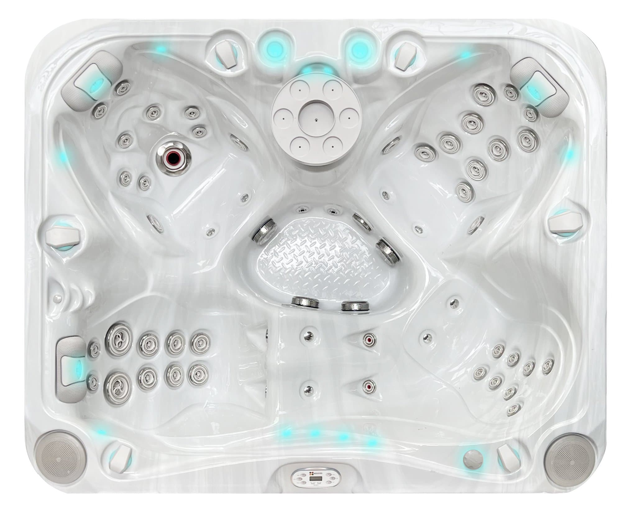 Happy spa, top view, Sterling White / Grey-Oak colorway