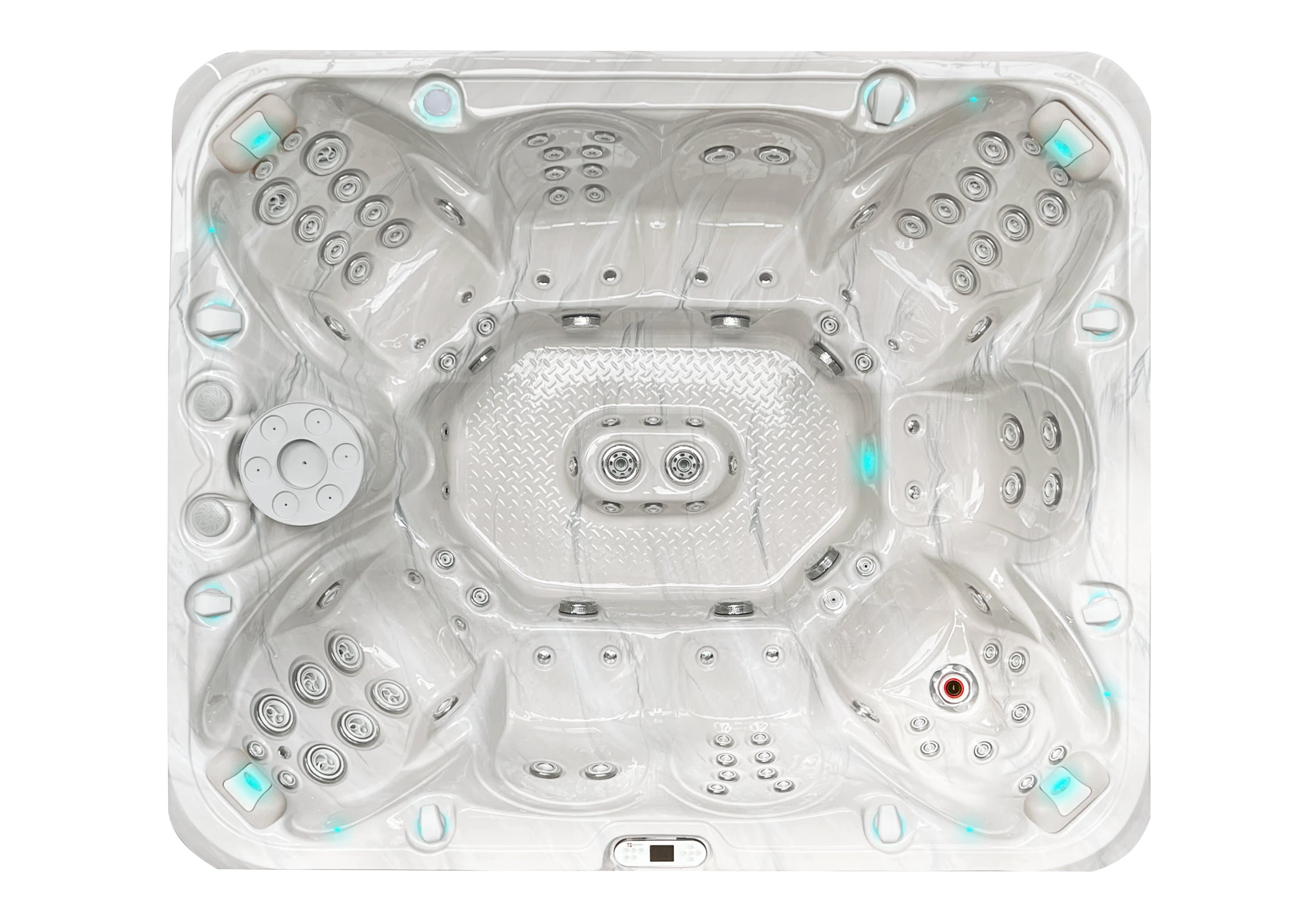Harmony spa, top view, Sterling White / Grey-Oak colorway