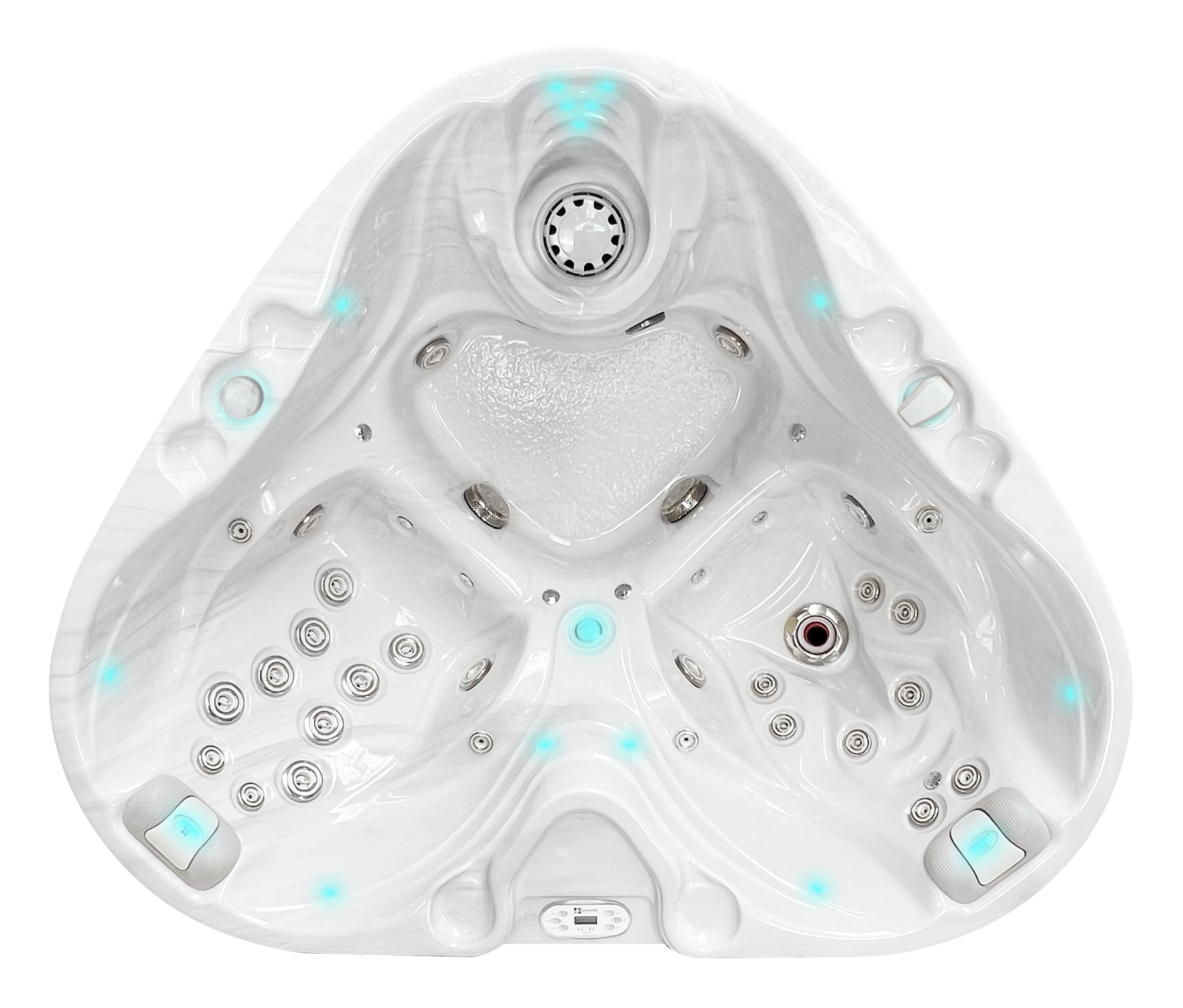 Heart spa, top view, Sterling White / Grey-Oak colorway