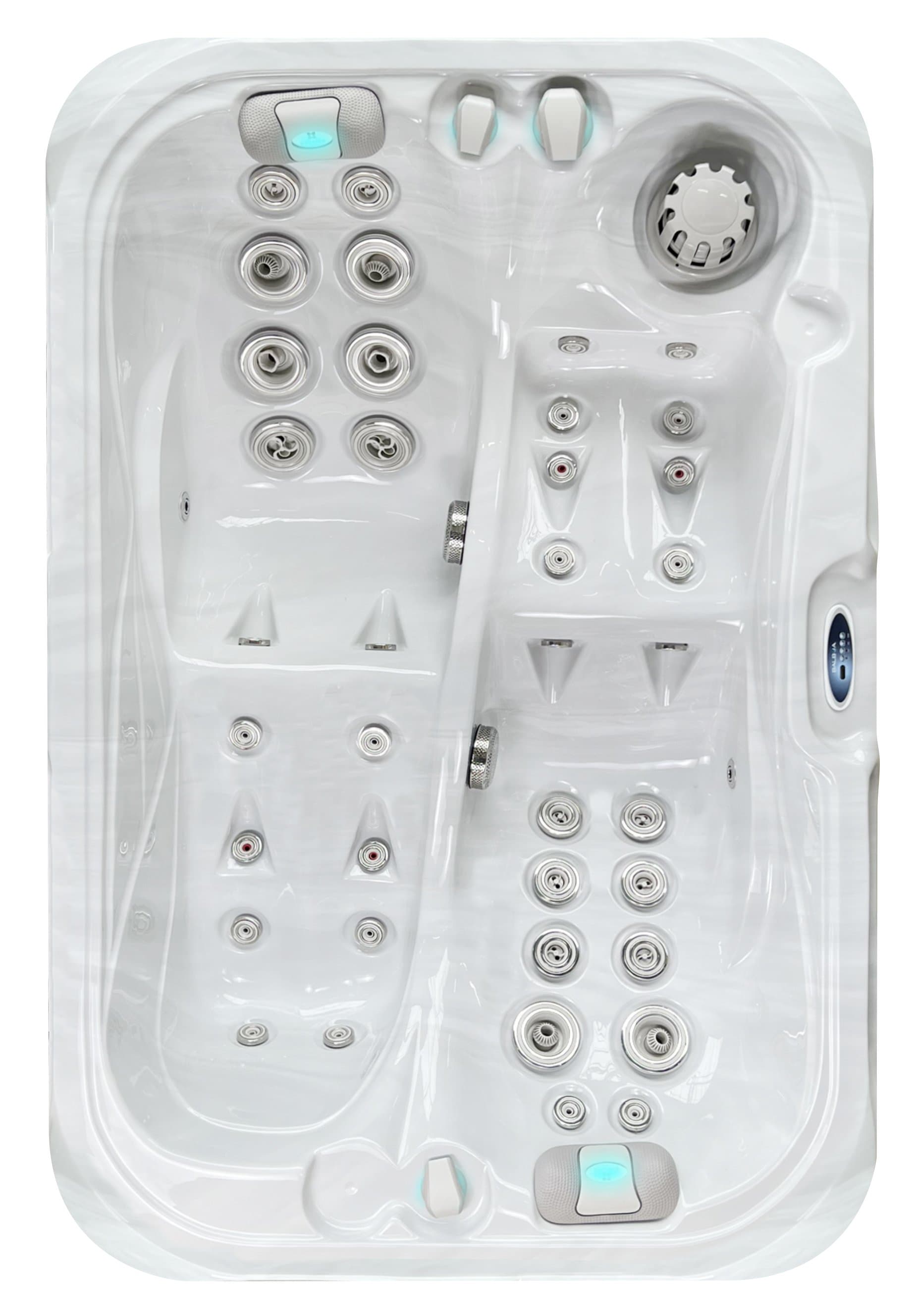 Indulgence spa, top view, Sterling White / Grey-Oak colorway
