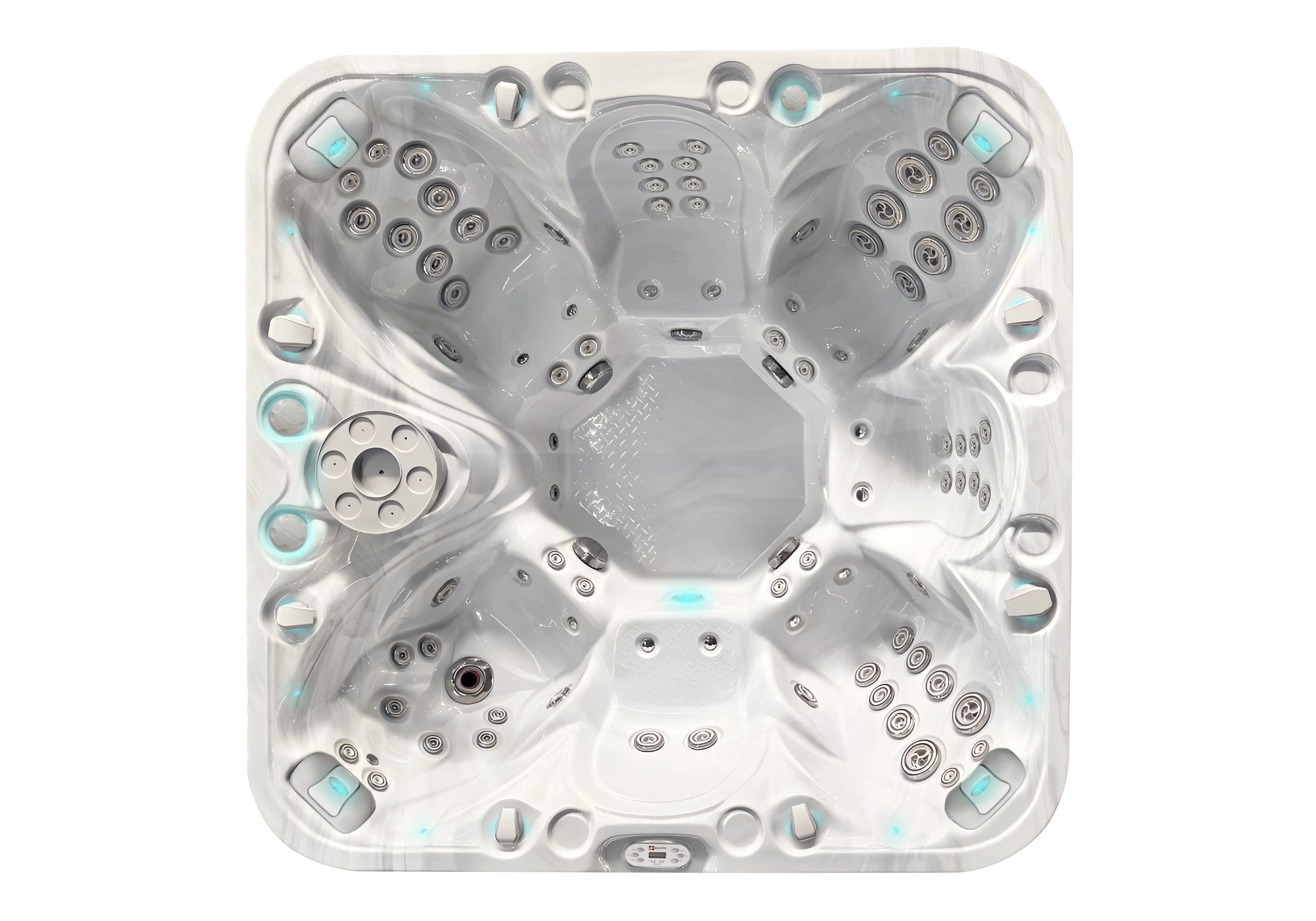 Joy spa, top view, Sterling White / Grey-Oak colorway