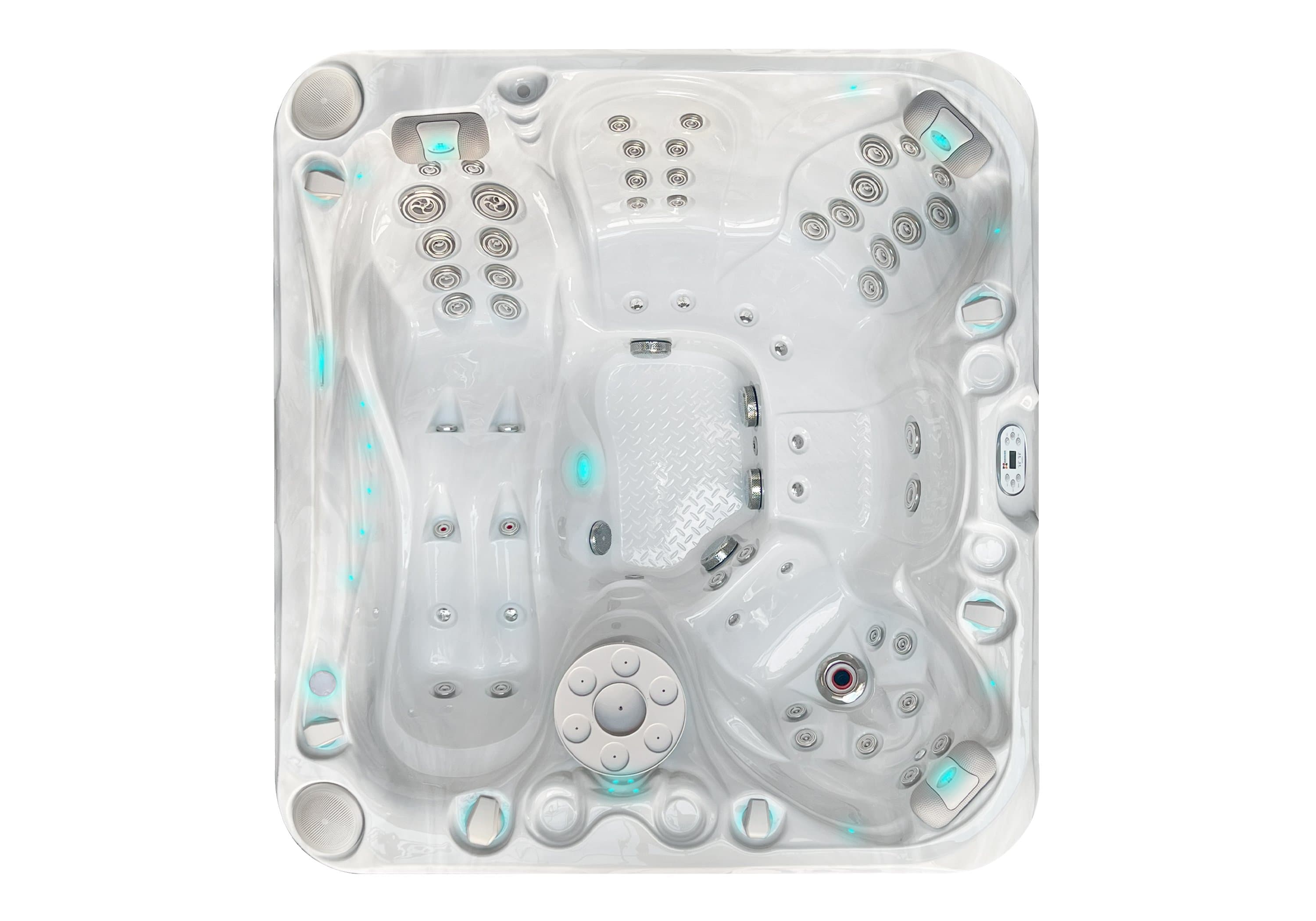 Pleasure spa, top view, Sterling White / Grey-Oak colorway