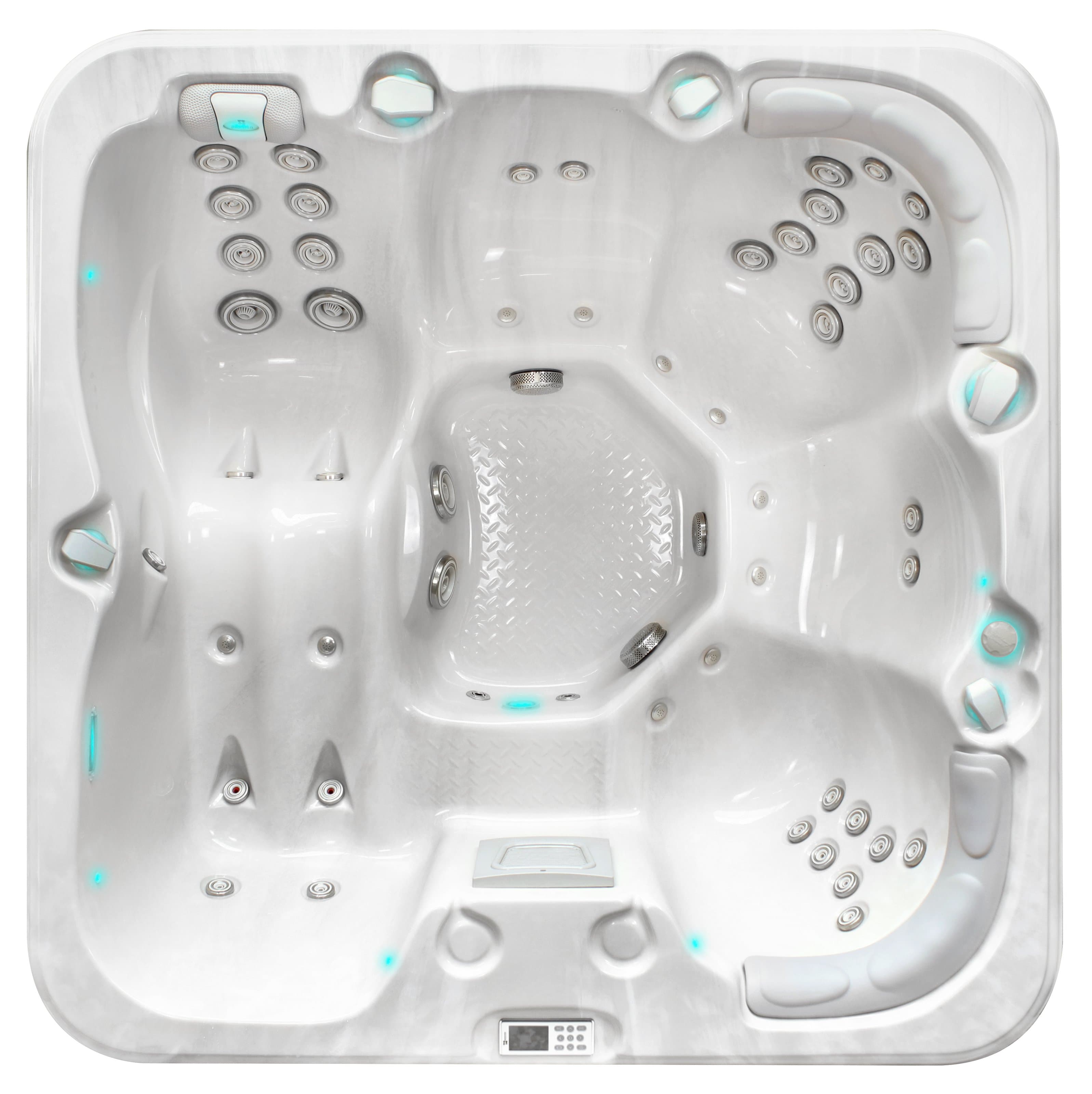 Refresh spa, top view, Sterling White / Grey-Oak colorway