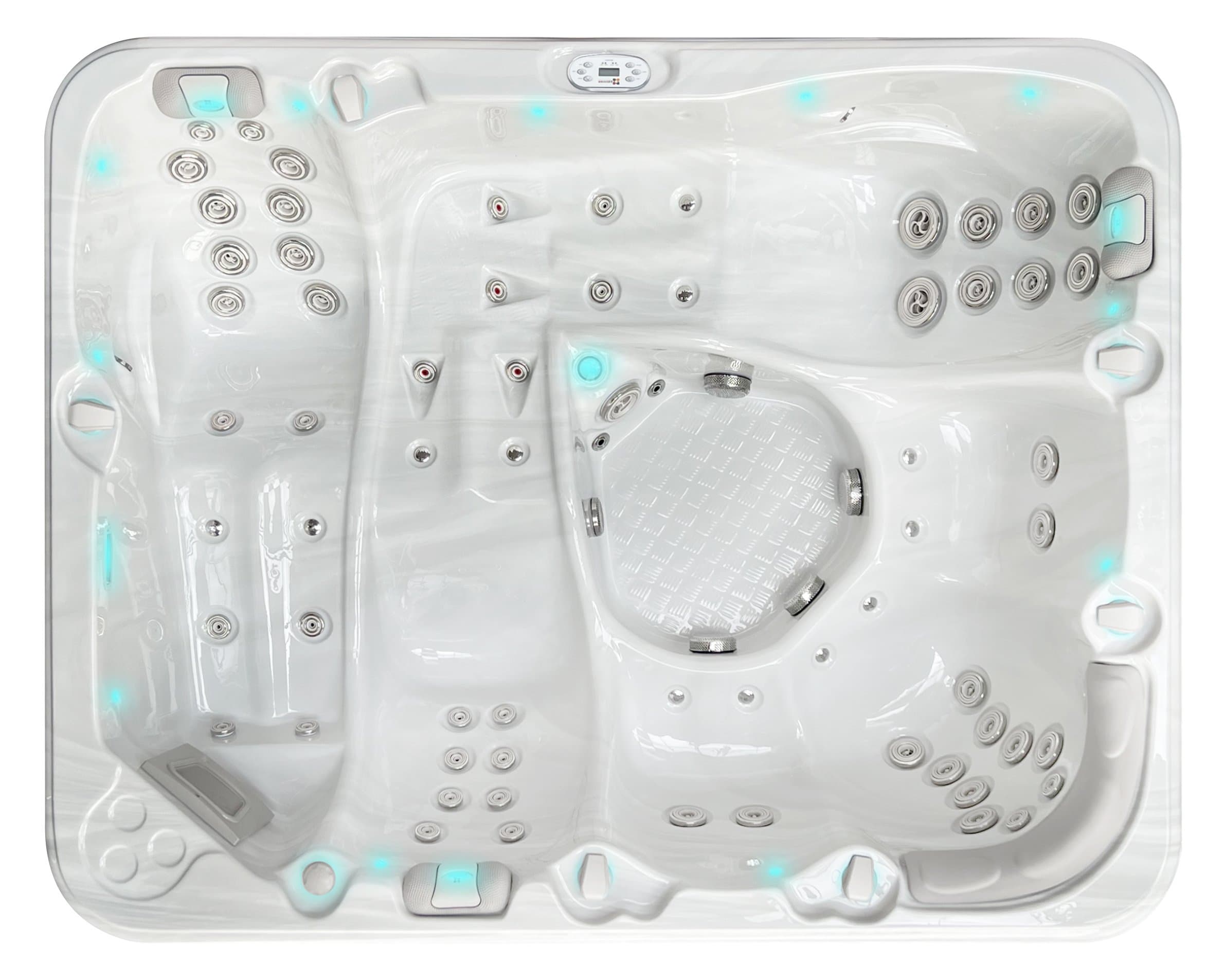 Repose spa, top view, Sterling White / Grey-Oak colorway