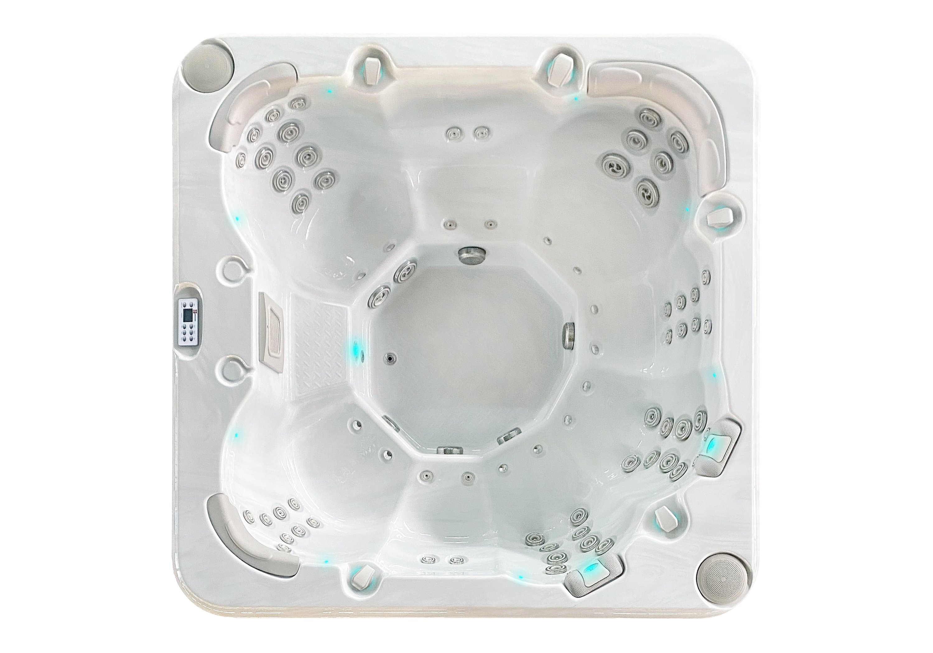 Resettle spa, top view, Sterling White / Grey-Oak colorway