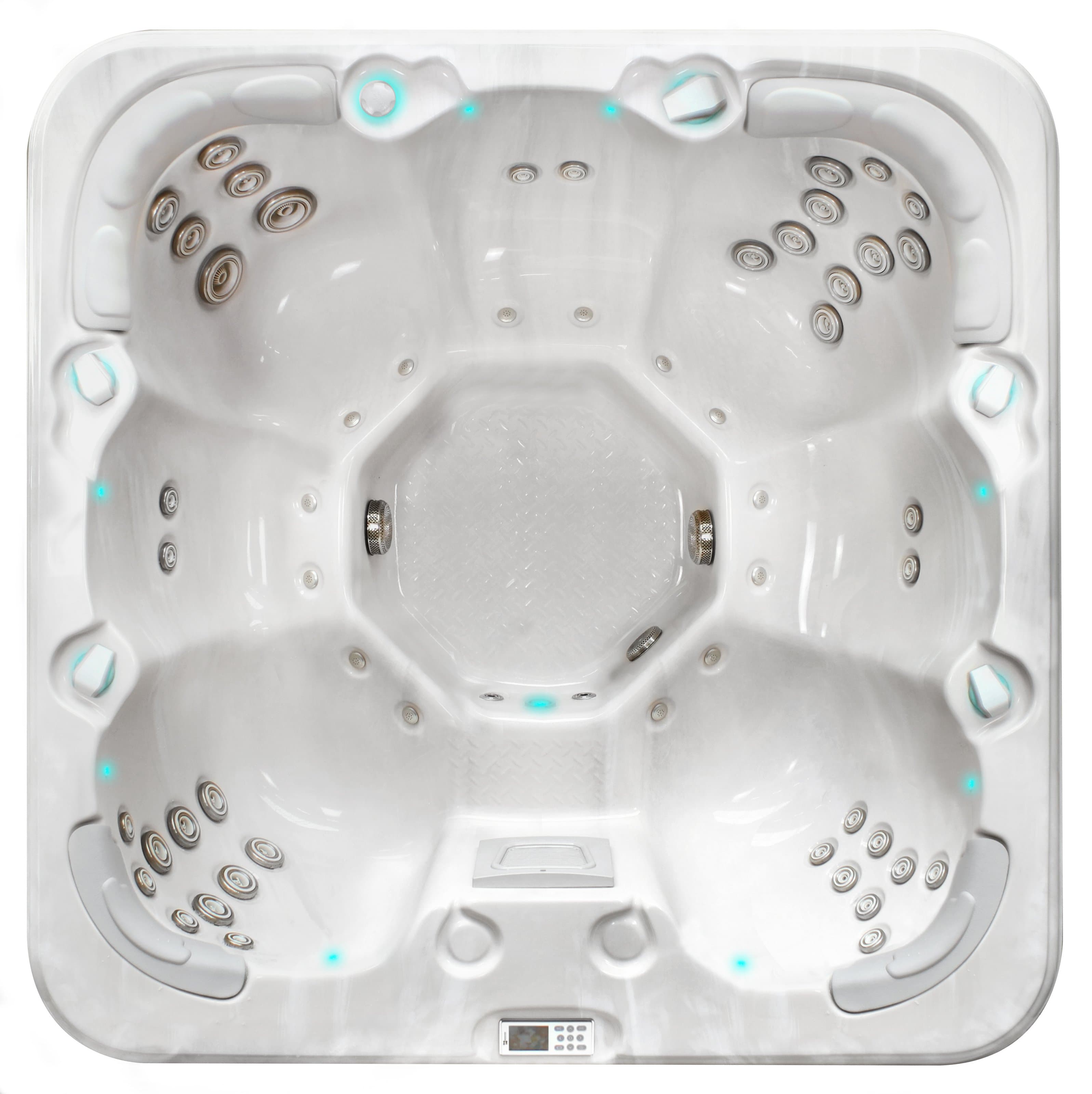 Rewind spa, top view, Sterling White / Grey-Oak colorway