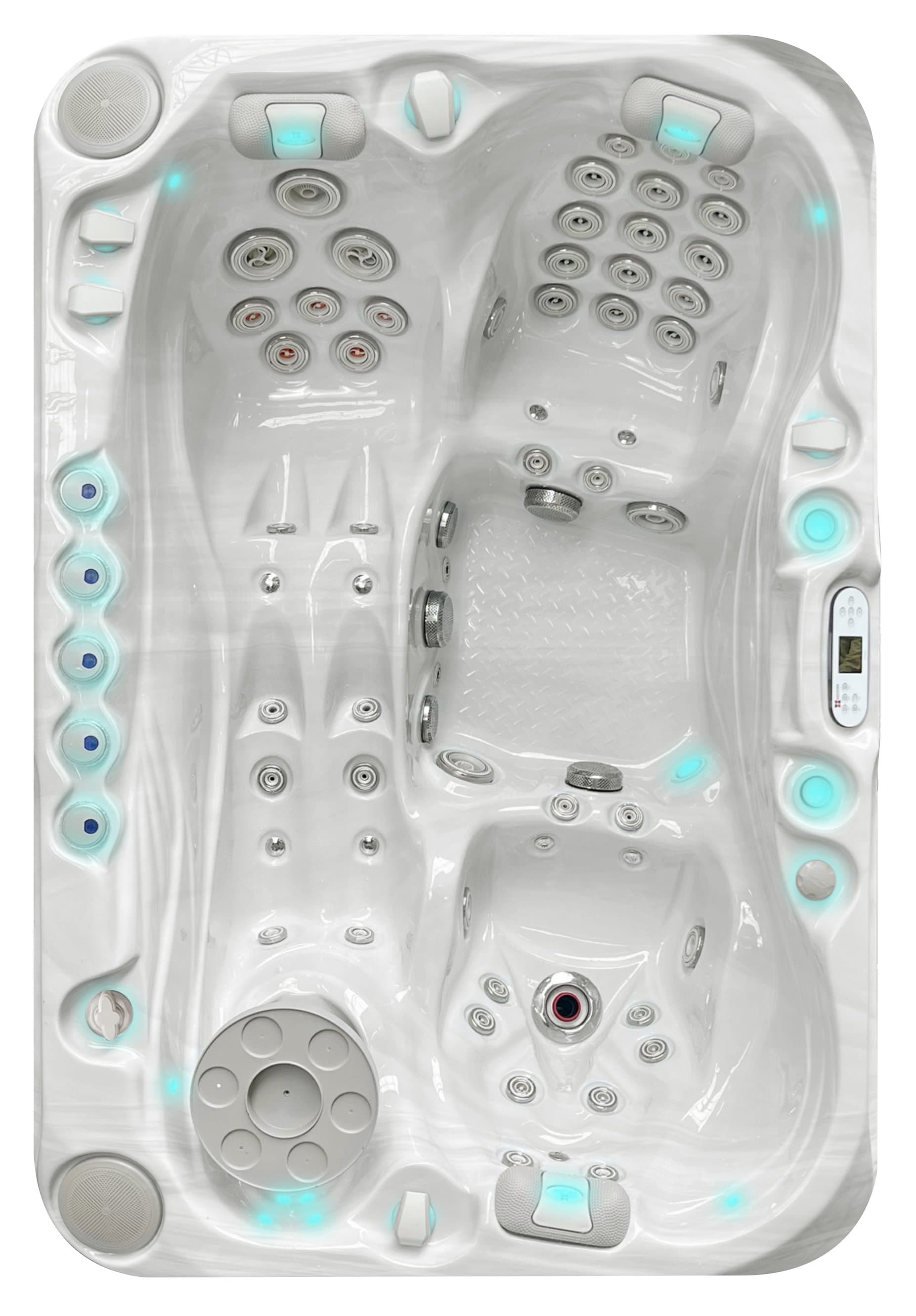 Sensation spa, top view, Sterling White / Grey-Oak colorway