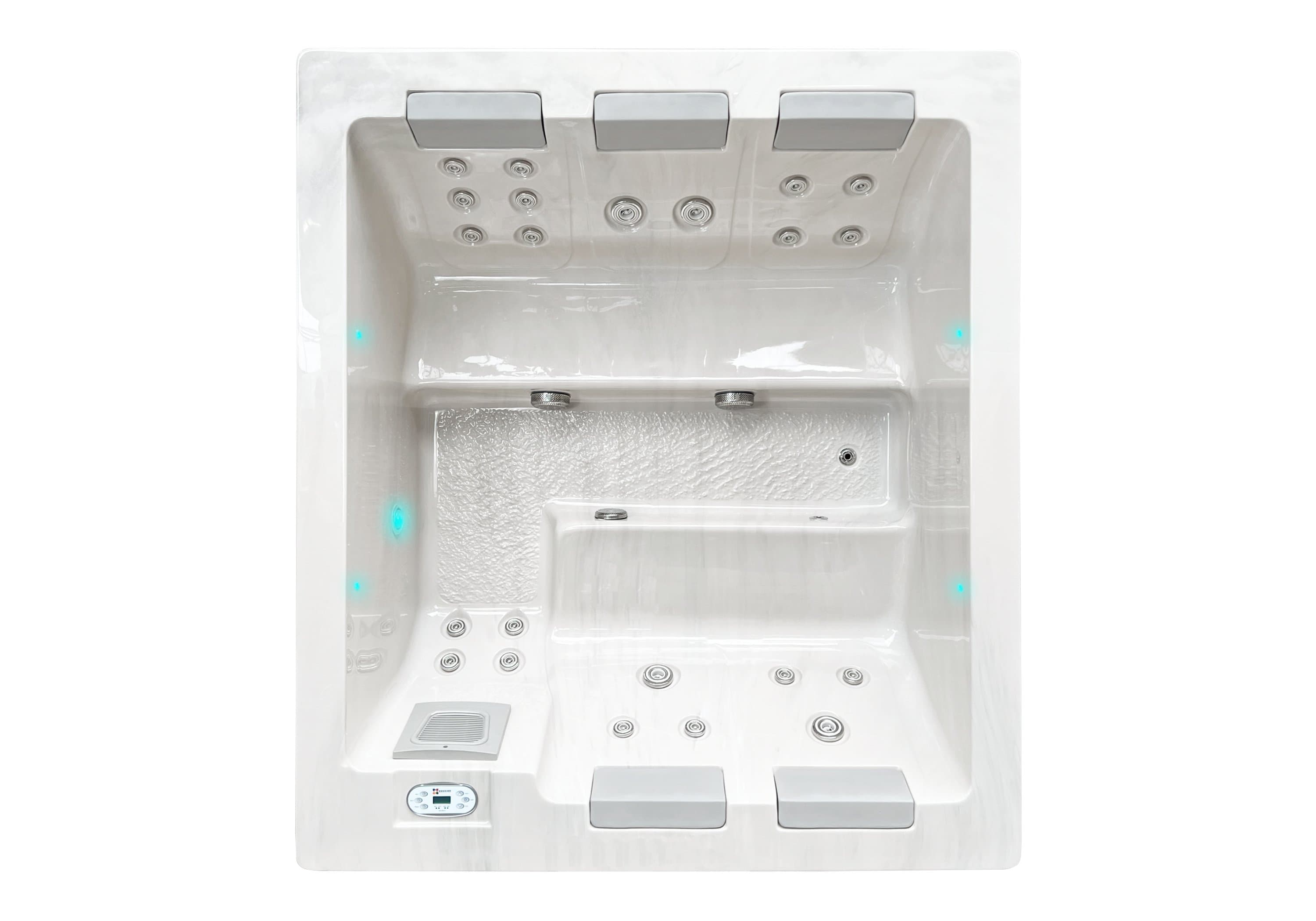 Serene 5 spa, top view, Sterling White / Grey-Oak colorway