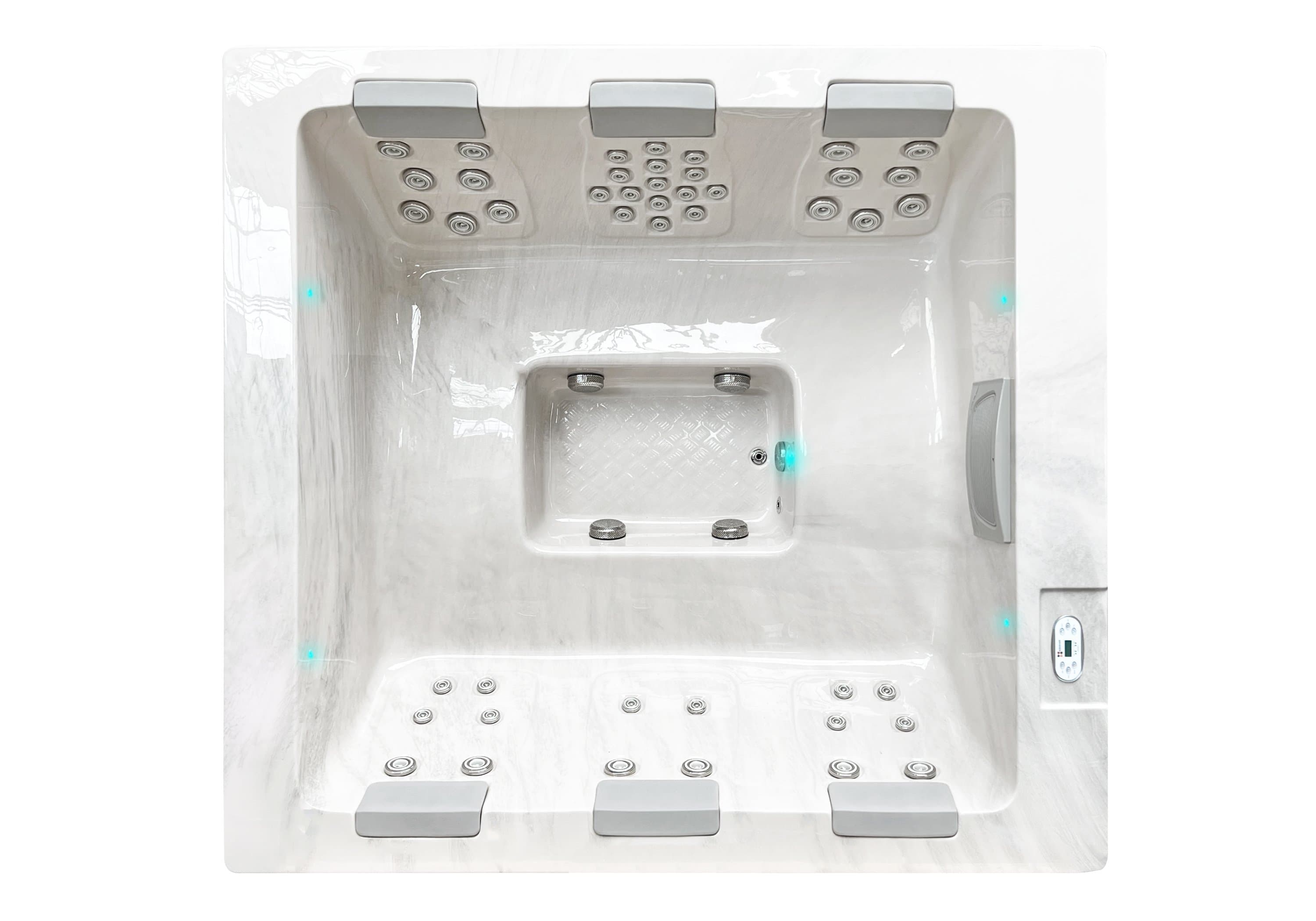 Serene 6 spa, top view, Sterling White / Grey-Oak colorway