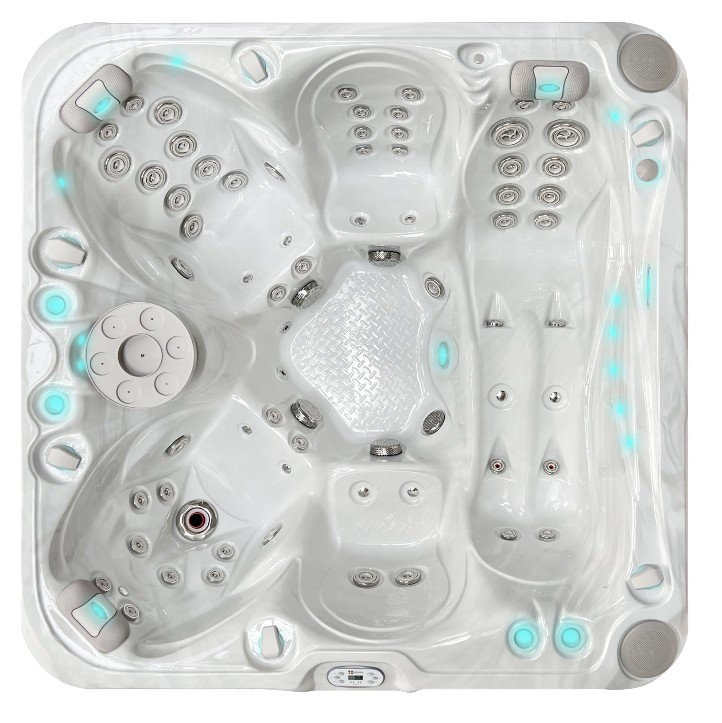 Solace spa, top view, Sterling White / Grey-Oak colorway