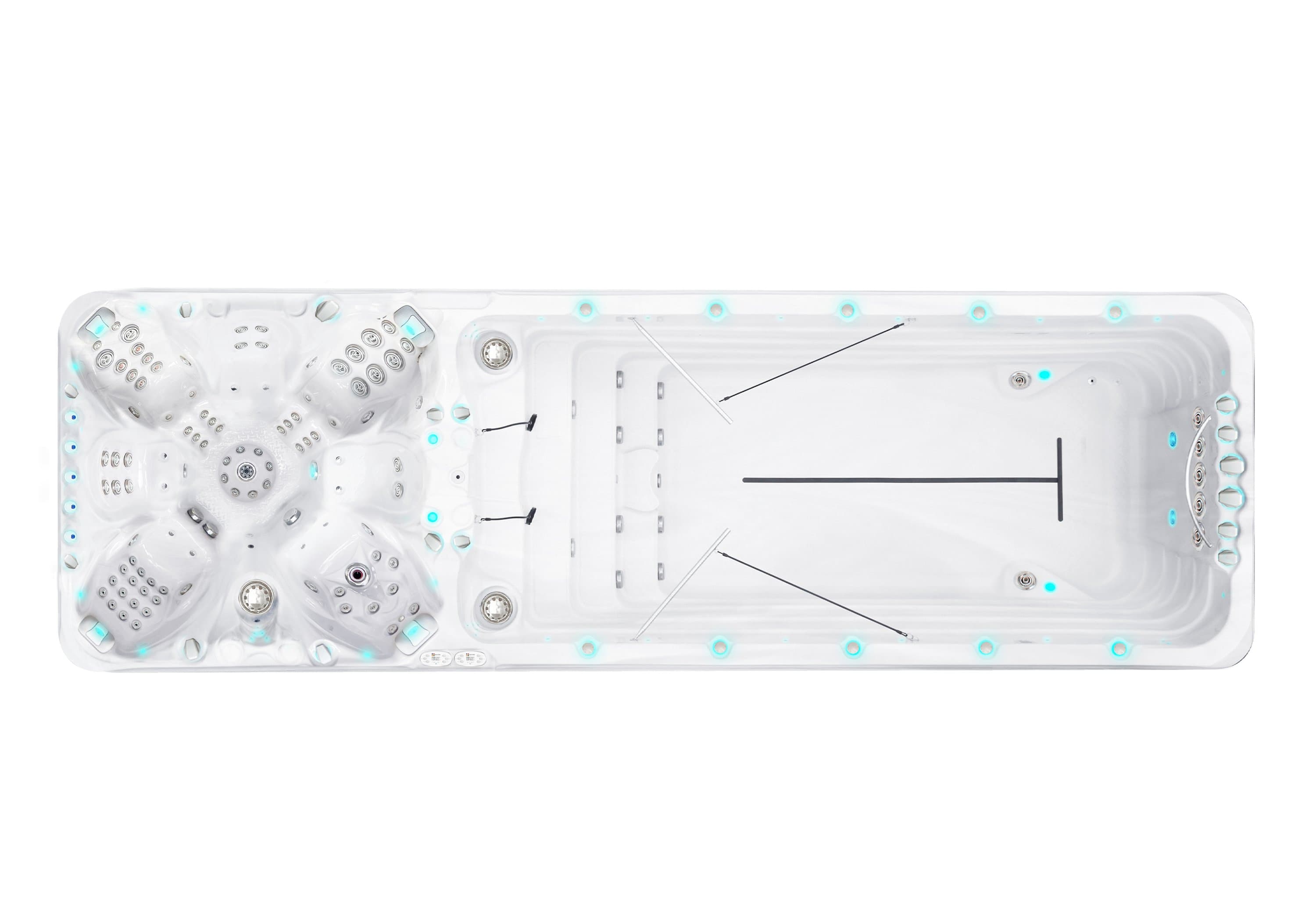 Vitality swim spa, top view, Sterling White / Grey-Oak colorway