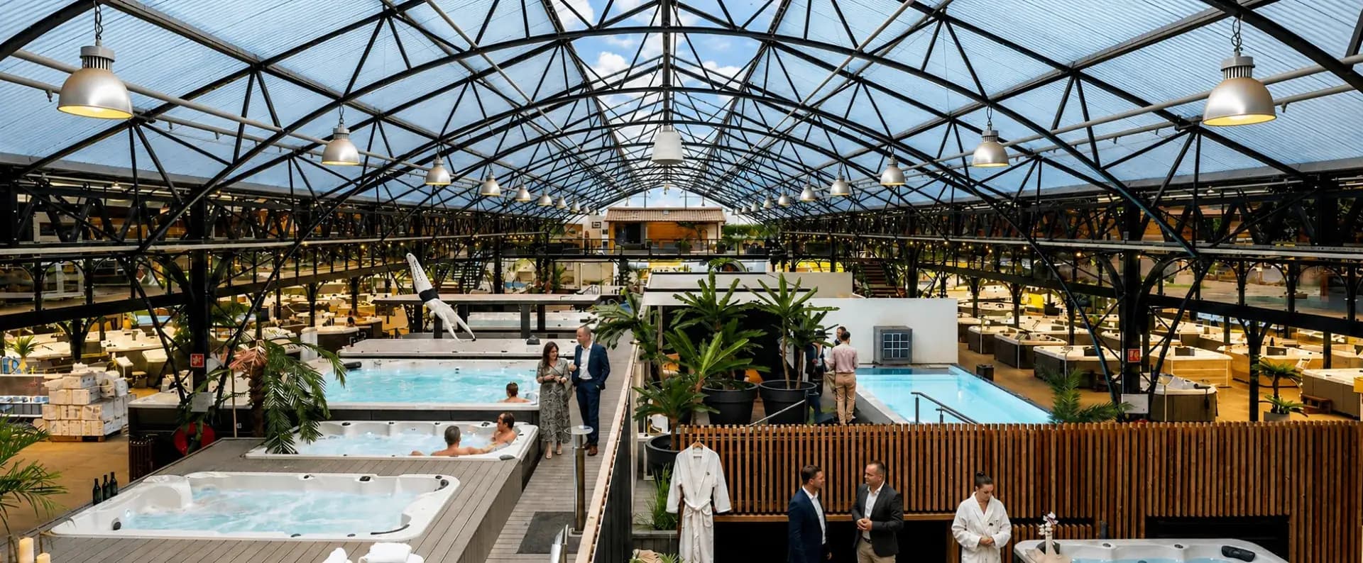 Grand Master Spas luxury hot tub / spa showroom with premium spa and swim spa collections